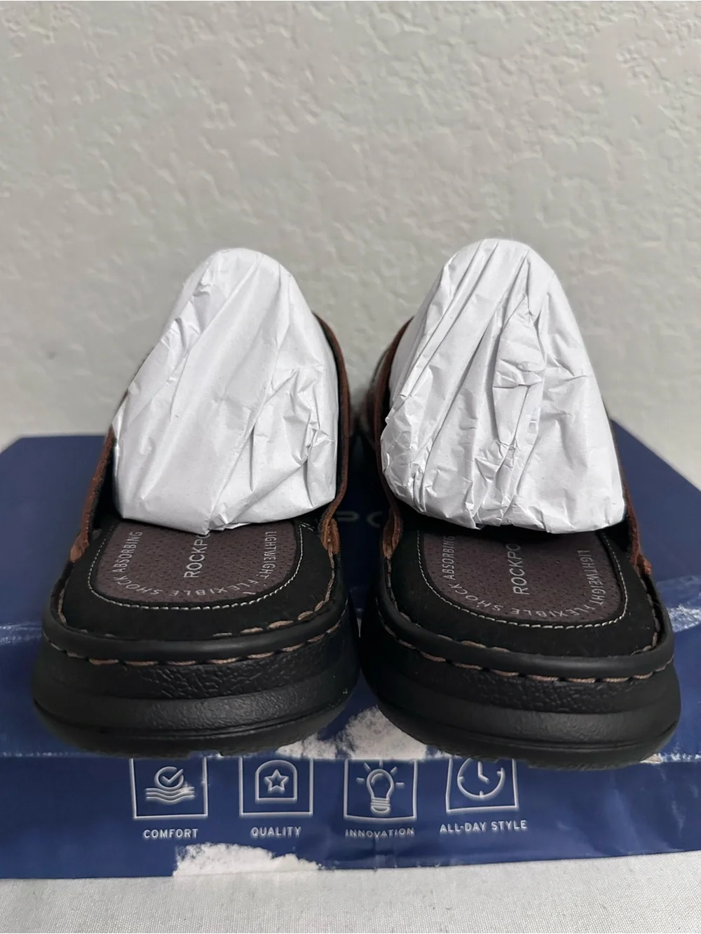 Rockport Men's Darwyn Cross Band Slide Sandal Size 10.5 Coach Brown Leather
